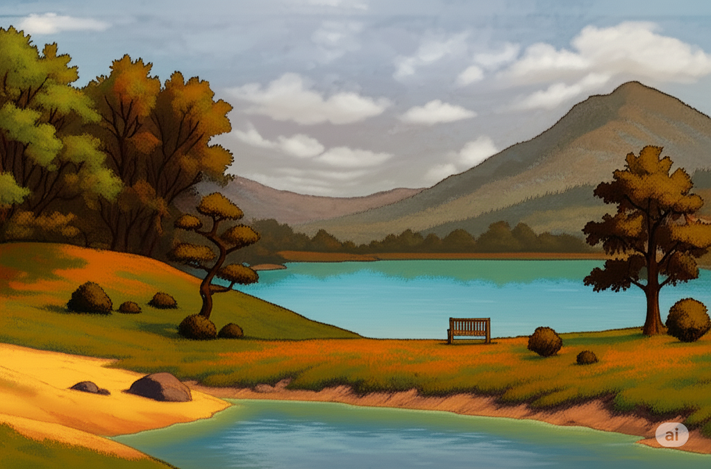 Serene Ghibli-style landscape